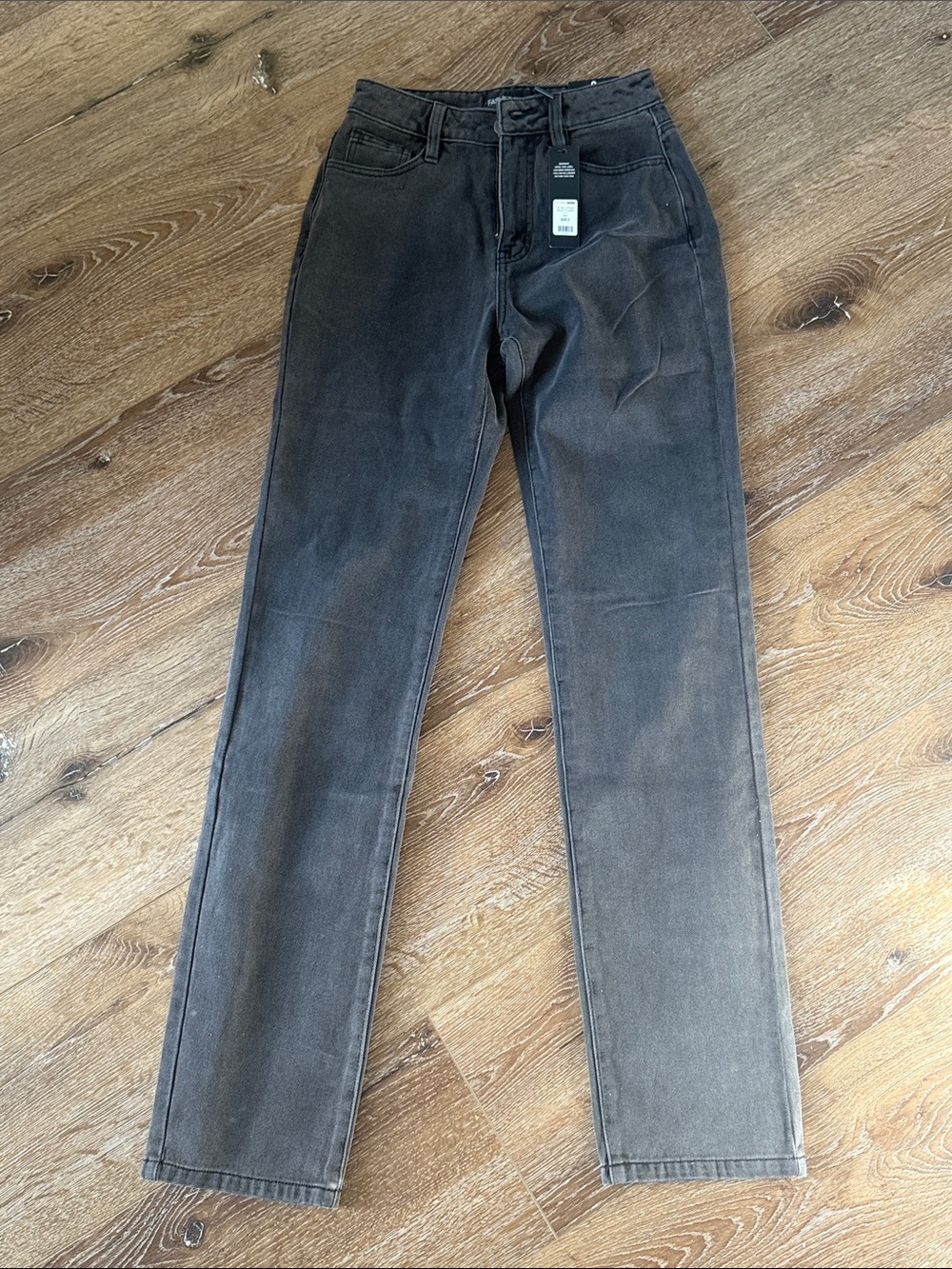 Fashion Nova Washed Charcoal Straight Leg Jeans